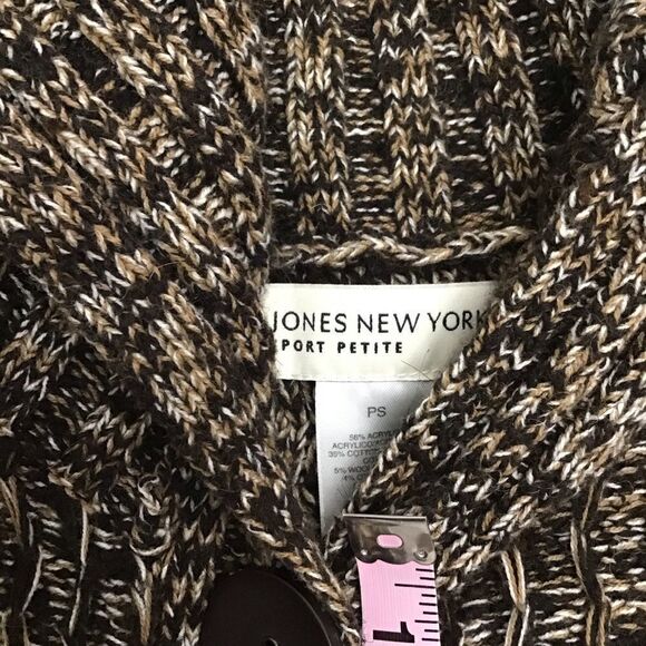 JONES New York Sport Petite wool cotton blend vest cardigan Neutral tone… - Picture 3 of 9